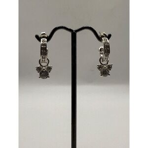 Disney Rhinestone Bow Hoop Earrings Silver Tone Licensed Minnie Style